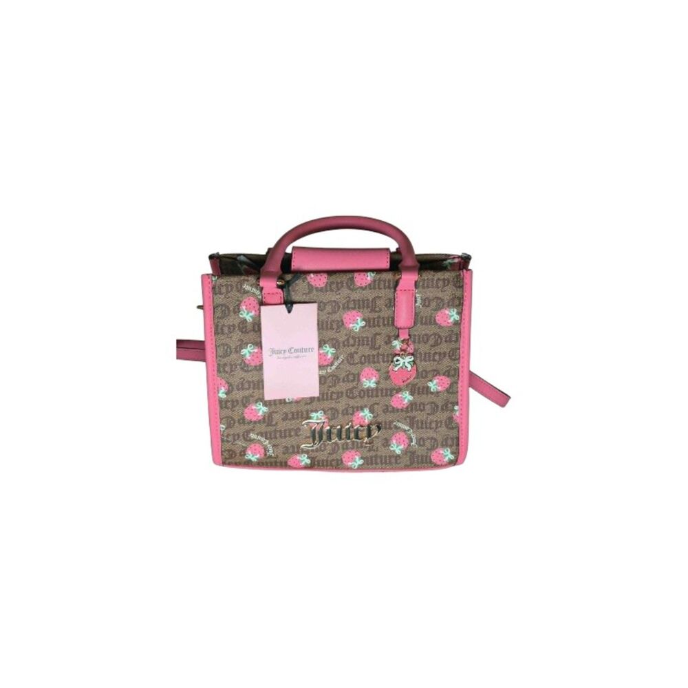 Juicy Couture Strawberry Monogram Satchel Crossbody Bag Pink Trim NWT - Picture 3 of 10